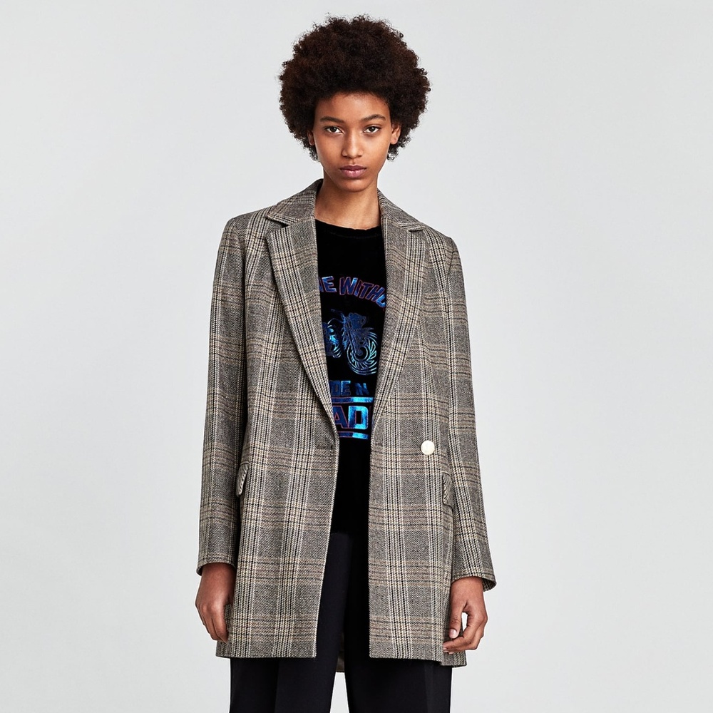 ZARA Check Frock Blazer Coat
